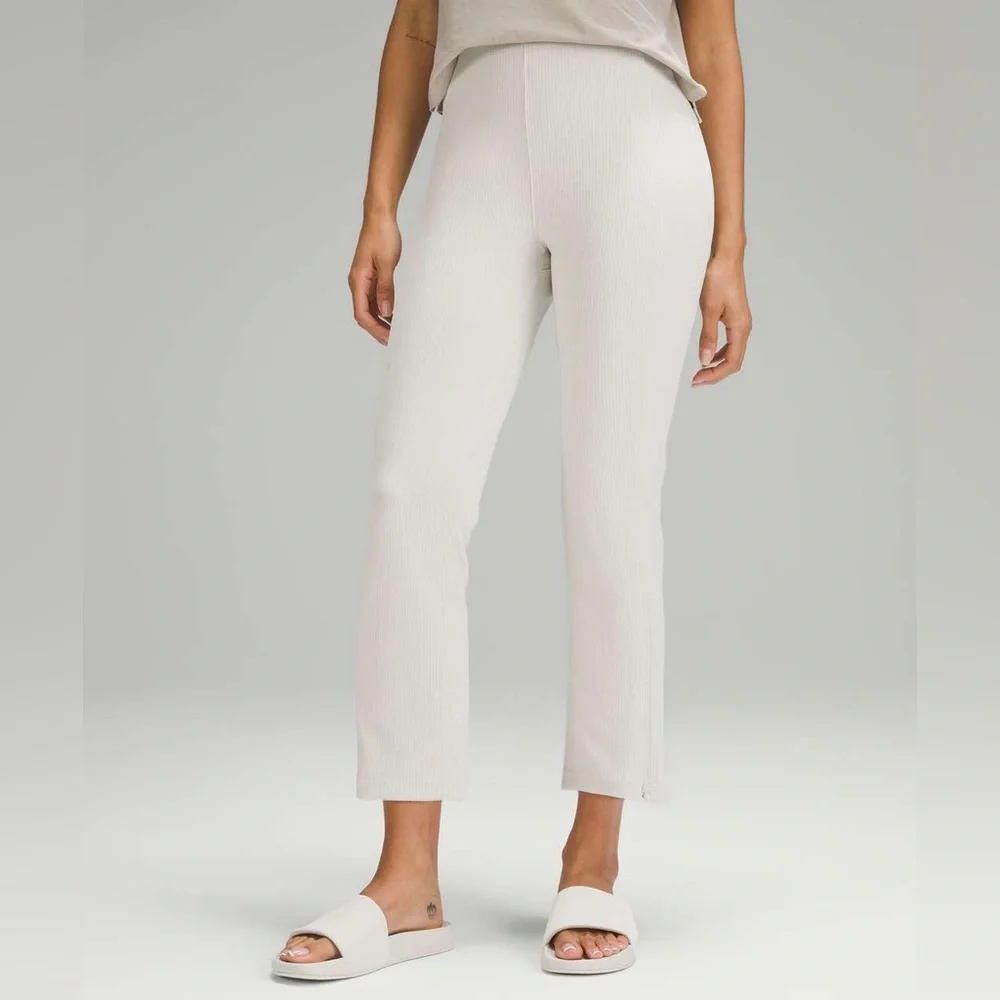 Lululemon Ribbed Softstreme Zip-Leg High-Rise Cropped Pants 25